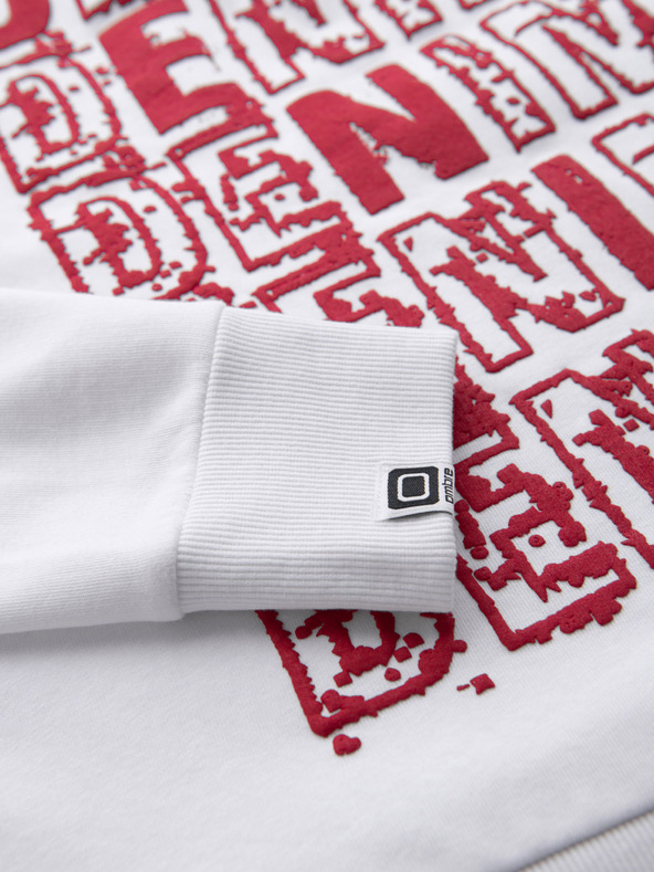 Ombre Clothing Crveno-bijeli muški sweatshirt s kapuljačom i printom Ombre Clothing