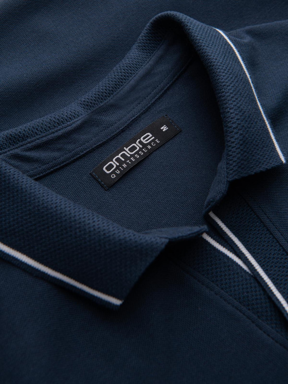 Ombre Clothing Tamnoplava muška polo majica bez gumba Ombre Clothing