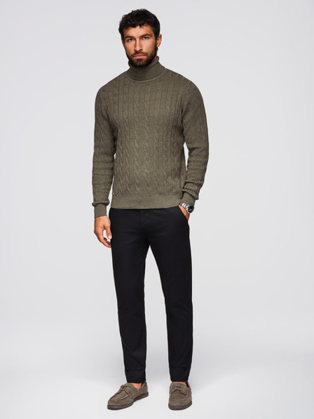 Ombre Clothing Crne muške chino hlače s ukrasnim remenom Ombre Clothing