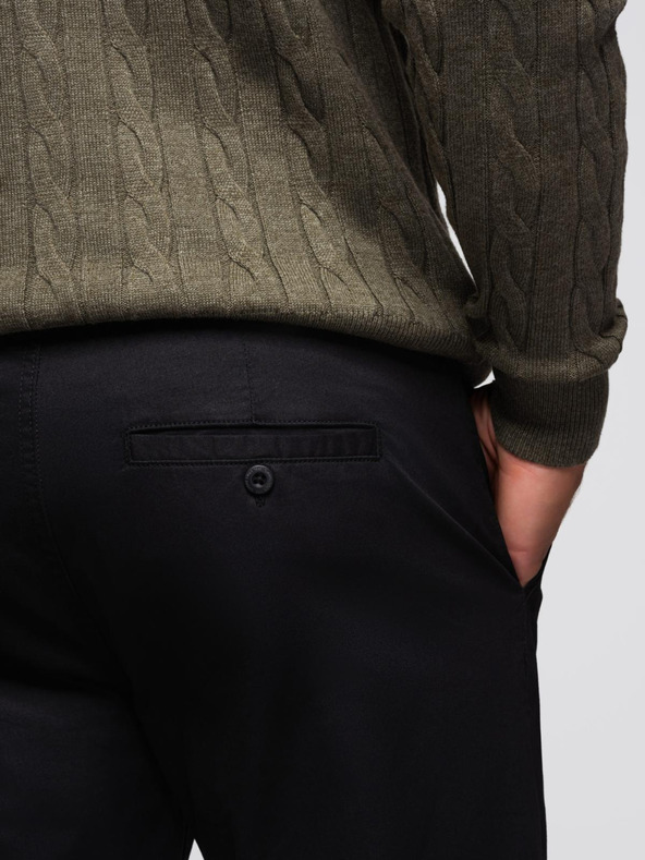 Ombre Clothing Crne muške chino hlače s ukrasnim remenom Ombre Clothing