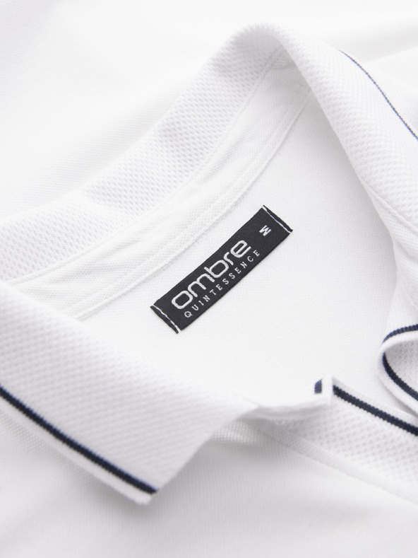 Ombre Clothing Bijela muška polo majica bez gumba Ombre Clothing