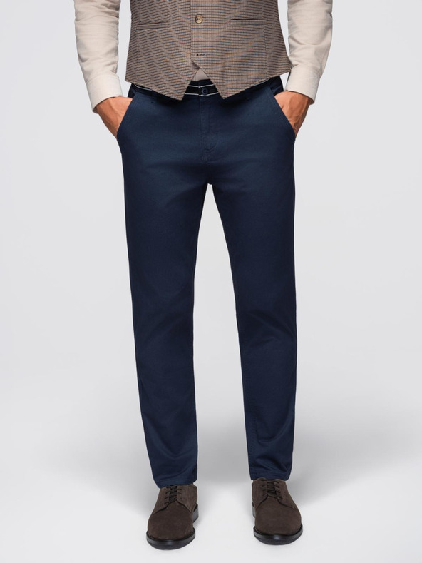 Ombre Clothing Tamnoplave muške chino hlače s ukrasnim remenom Ombre Clothing