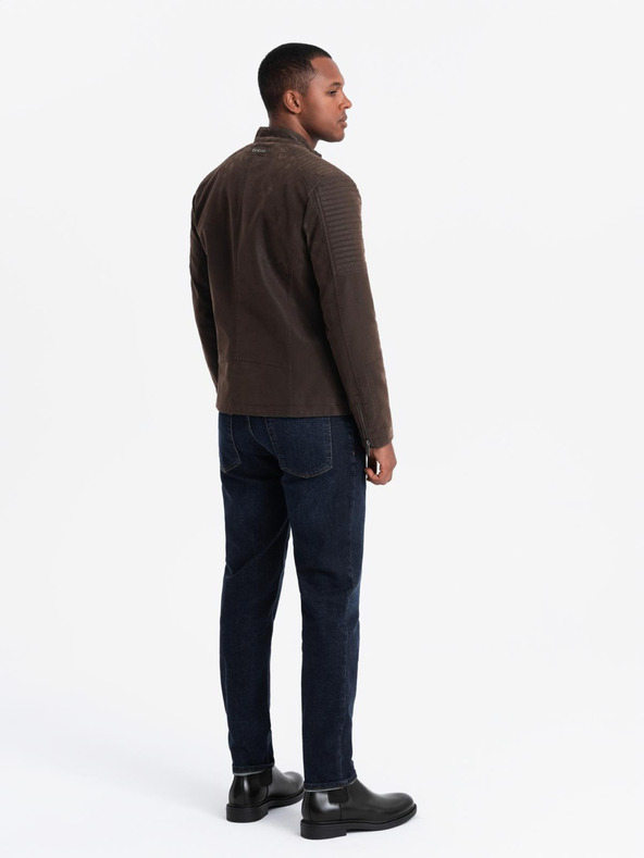 Ombre Clothing Muška retro biciklistička jakna sa samostojećim ovratnikom Ombre odjeća V1 OM-JAFL-0197