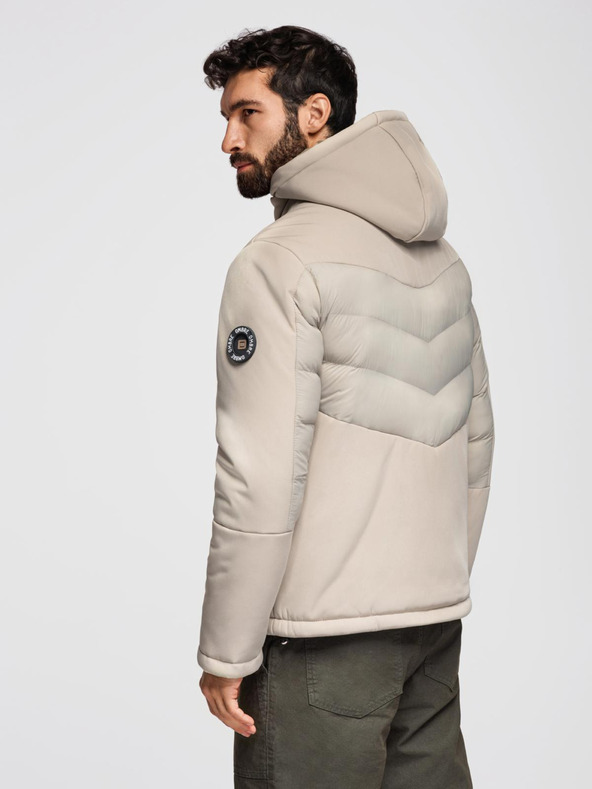 Ombre Clothing Muška kombinirana prošivena jakna s visokim ovratnikom bež Ombre odjeća