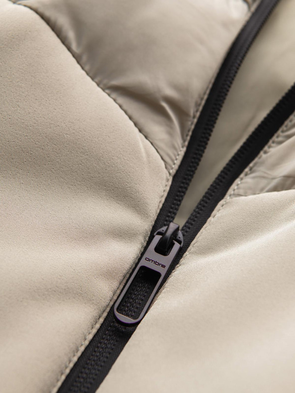 Ombre Clothing Muška kombinirana prošivena jakna s visokim ovratnikom bež Ombre odjeća