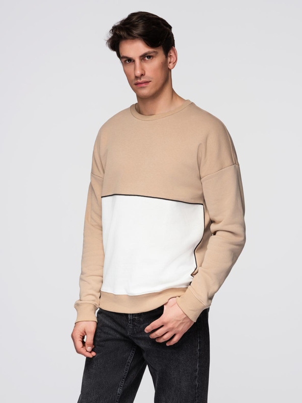 Ombre Clothing Bijelo-bež muški sweatshirt Ombre Clothing