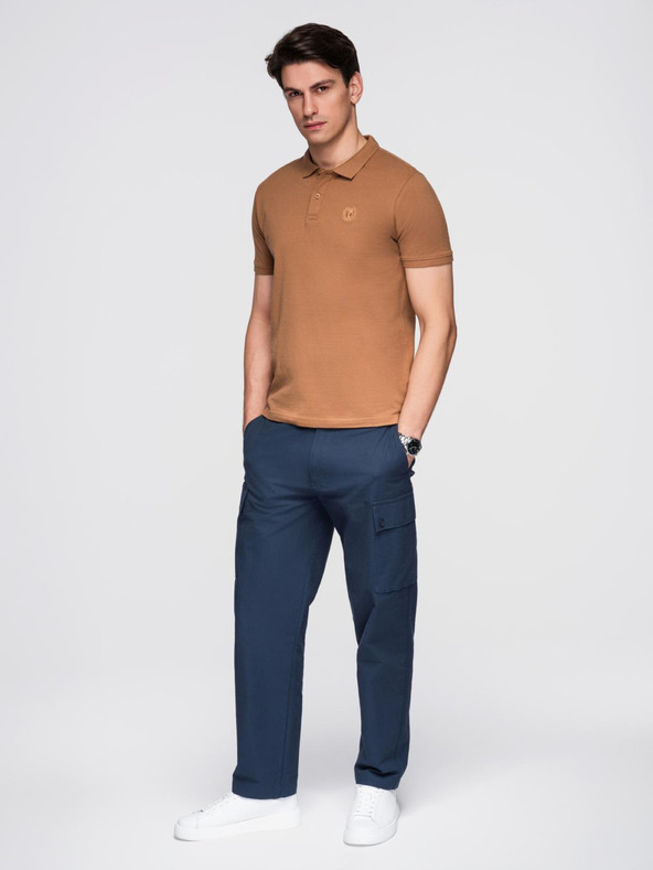 Ombre Clothing Smeđa muška osnovna polo majica Ombre Clothing