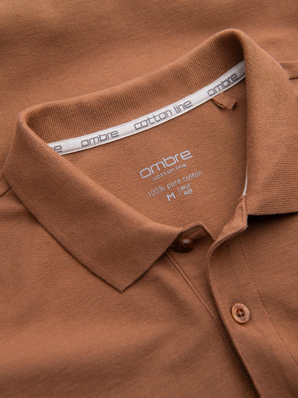 Ombre Clothing Smeđa muška osnovna polo majica Ombre Clothing