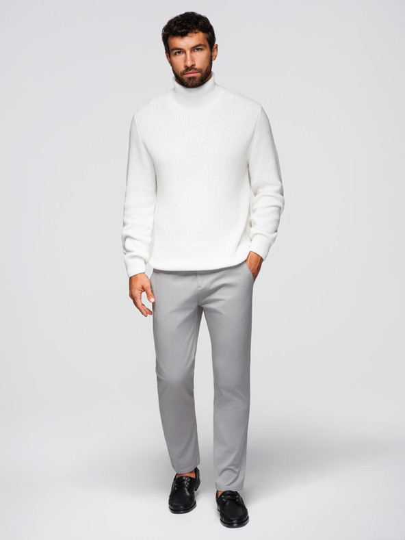 Ombre Clothing Svijetlo sive muške chino hlače s ukrasnim remenom Ombre Clothing