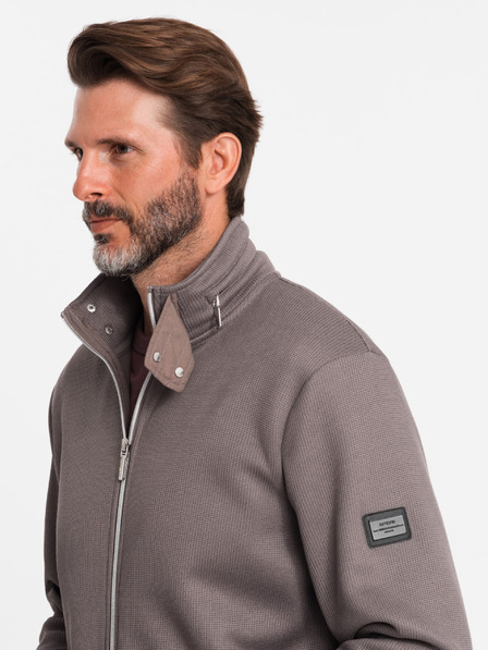 Ombre Clothing Siva muška jakna s visokim ovratnikom i podstavom od flisa Ombre Clothing