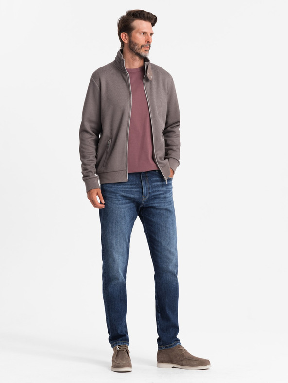 Ombre Clothing Siva muška jakna s visokim ovratnikom i podstavom od flisa Ombre Clothing