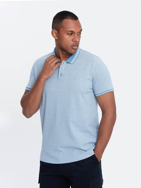 Ombre Clothing Svijetloplava muška tigrasta polo majica Ombre Clothing