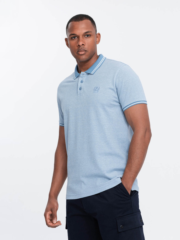 Ombre Clothing Svijetloplava muška tigrasta polo majica Ombre Clothing