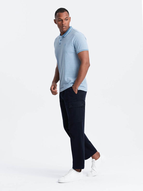 Ombre Clothing Svijetloplava muška tigrasta polo majica Ombre Clothing