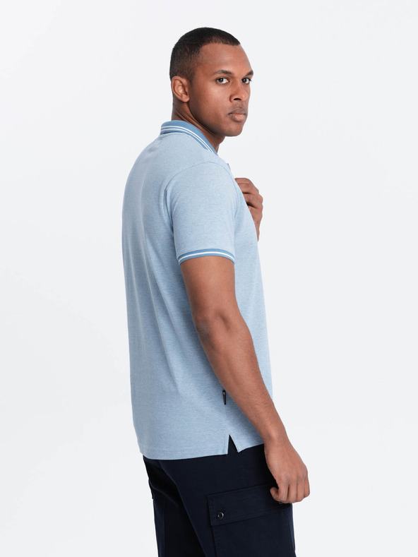 Ombre Clothing Svijetloplava muška tigrasta polo majica Ombre Clothing