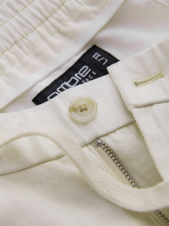 Ombre Clothing Krem muške chino hlače s mješavinom lana Ombre Clothing