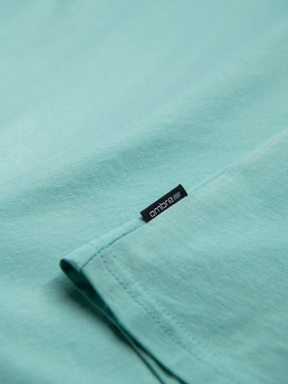 Ombre Clothing Tirkizna muška pamučna osnovna majica s izrezom Ombre Clothing