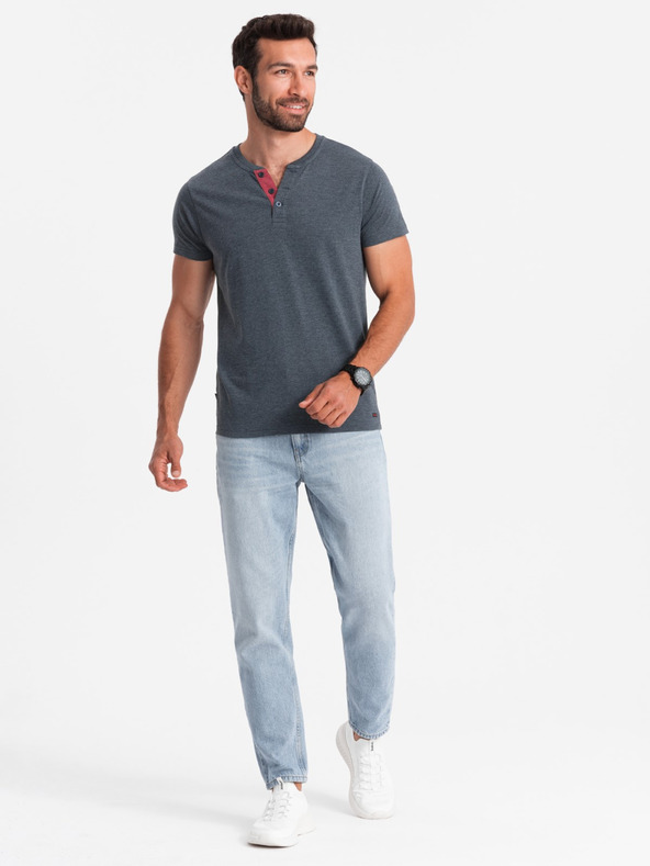 Ombre Clothing Plava muška majica s okruglim izrezom Ombre Clothing