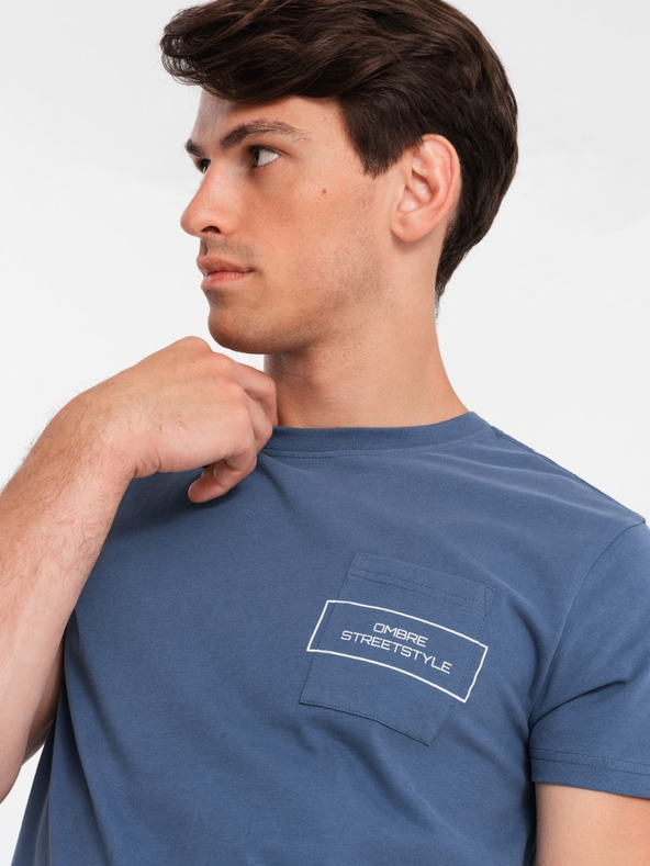 Ombre Clothing Muška pamučna majica s Ombre Streetstyle džepnim printom Ombre Clothing