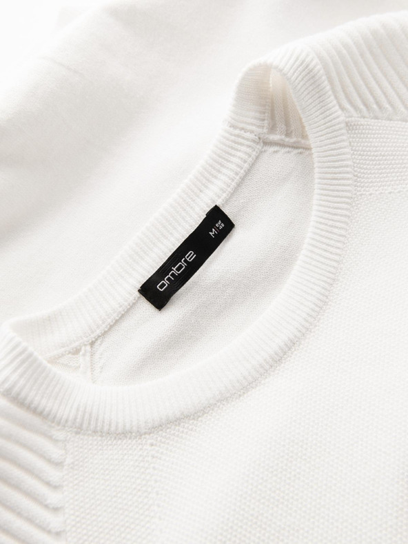 Ombre Clothing Muški raglan pulover s rebrastim rukavima Bijela Ombre odjeća