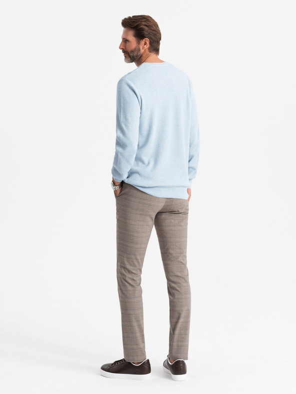 Ombre Clothing Muški melange strukturirani pleteni pulover plava Ombre odjeća