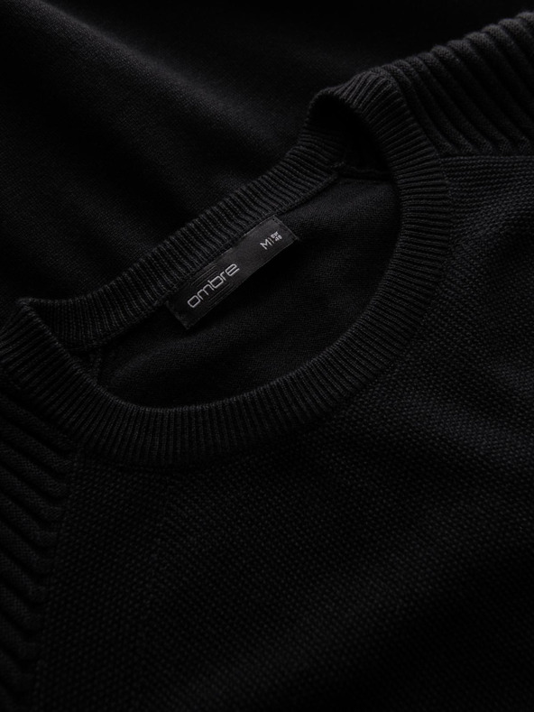 Ombre Clothing Muški raglan džemper s rebrastim rukavima crna Ombre odjeća