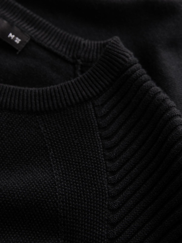 Ombre Clothing Muški raglan džemper s rebrastim rukavima crna Ombre odjeća