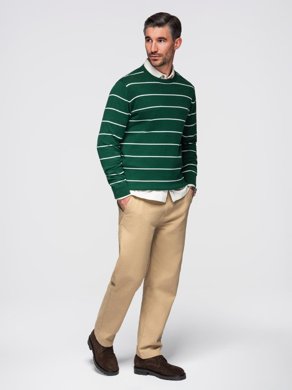Ombre Clothing Muški ležerni pulover s vodoravnim prugama zelena Ombre odjeća