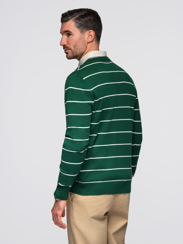 Ombre Clothing Muški ležerni pulover s vodoravnim prugama zelena Ombre odjeća