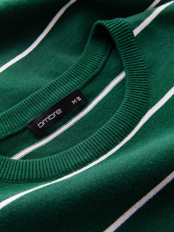 Ombre Clothing Muški ležerni pulover s vodoravnim prugama zelena Ombre odjeća