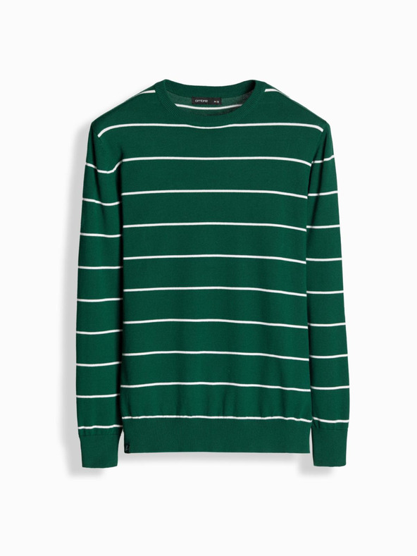 Ombre Clothing Muški ležerni pulover s vodoravnim prugama zelena Ombre odjeća