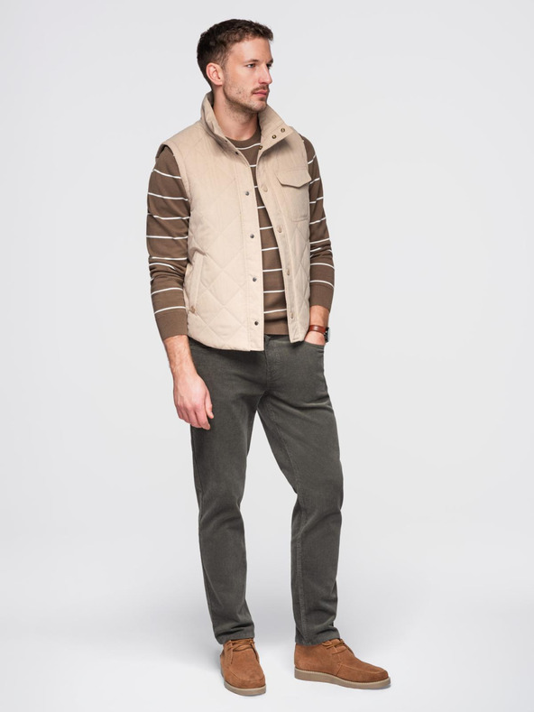 Ombre Clothing Muški ležerni pulover s vodoravnim prugama, smeđa Ombre odjeća