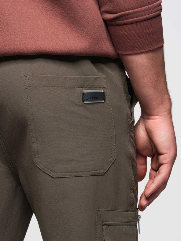 Ombre Clothing Muške jogger hlače s džepovima i printom u tamno maslinastoj Ombre odjeći