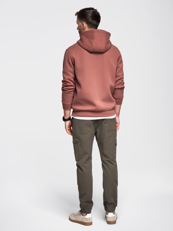 Ombre Clothing Muške jogger hlače s džepovima i printom u tamno maslinastoj Ombre odjeći