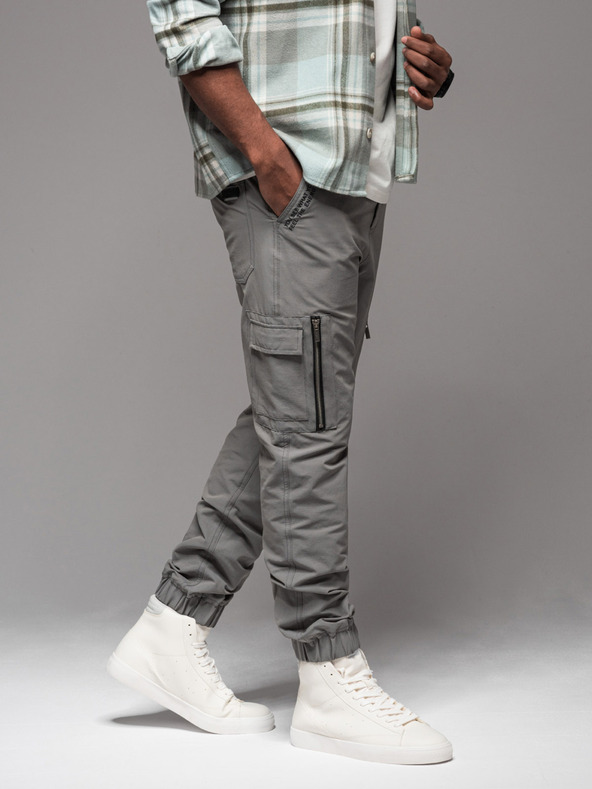 Ombre Clothing Muške jogger hlače s džepovima i printom siva Ombre odjeća