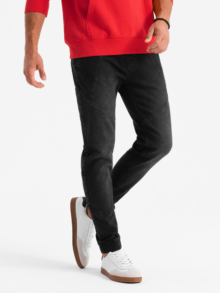 Ombre Clothing Muška traper trenirka s asimetričnim šavovima crna Ombre odjeća