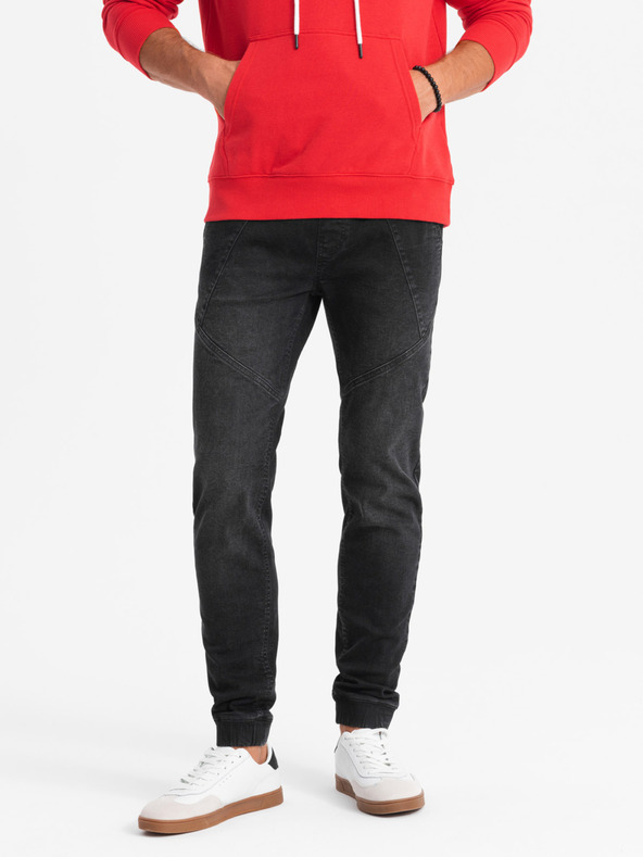 Ombre Clothing Muška traper trenirka s asimetričnim šavovima crna Ombre odjeća