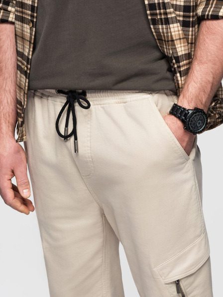 Ombre Clothing Muška pletena trenirka s kargo džepovima u krem ​​Ombre odjeći