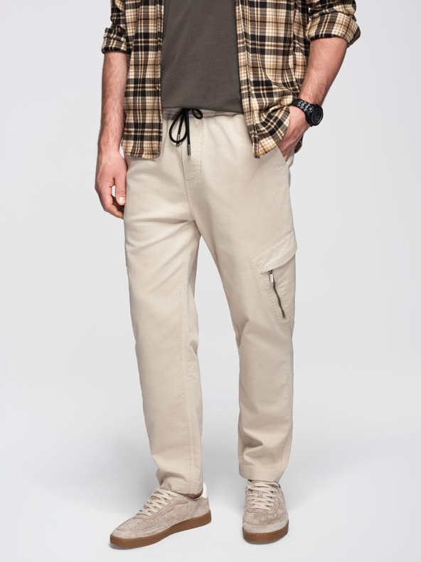 Ombre Clothing Muška pletena trenirka s kargo džepovima u krem ​​Ombre odjeći