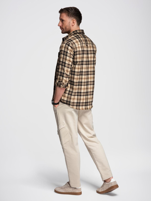 Ombre Clothing Muška pletena trenirka s kargo džepovima u krem ​​Ombre odjeći