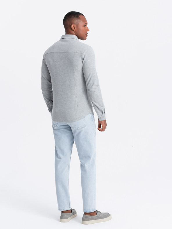 Ombre Clothing Ombre Clothing Muška pletena uska košulja dugih rukava