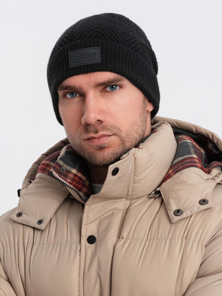 Ombre Clothing Muška pletena kapa s flasterom Ombre Clothing