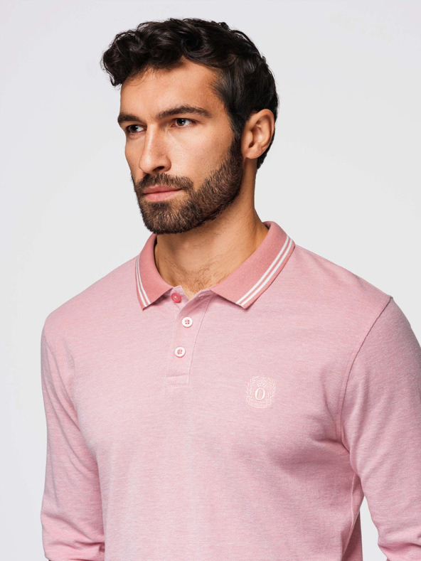 Ombre Clothing Muška polo majica s dugim rukavima i vezom Ombre Clothing