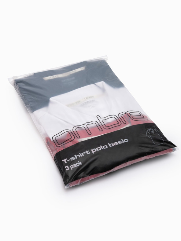 Ombre Clothing Muška pamučna polo majica BASIC - tamnoplava/bijela/crvena V3 OM-POBS-0133 Ombre odjeća