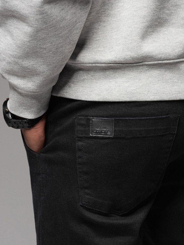 Ombre Clothing Muška traper trenirka s obrubom - crna V2 OM-PADJ-0156 Ombre odjeća