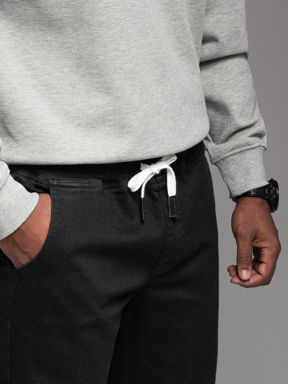 Ombre Clothing Muška traper trenirka s obrubom - crna V2 OM-PADJ-0156 Ombre odjeća