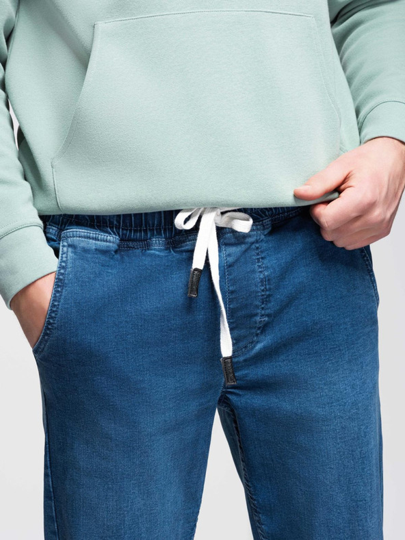 Ombre Clothing Muške traper trenirke s rubom - plava V3 OM-PADJ-0156 Ombre odjeća