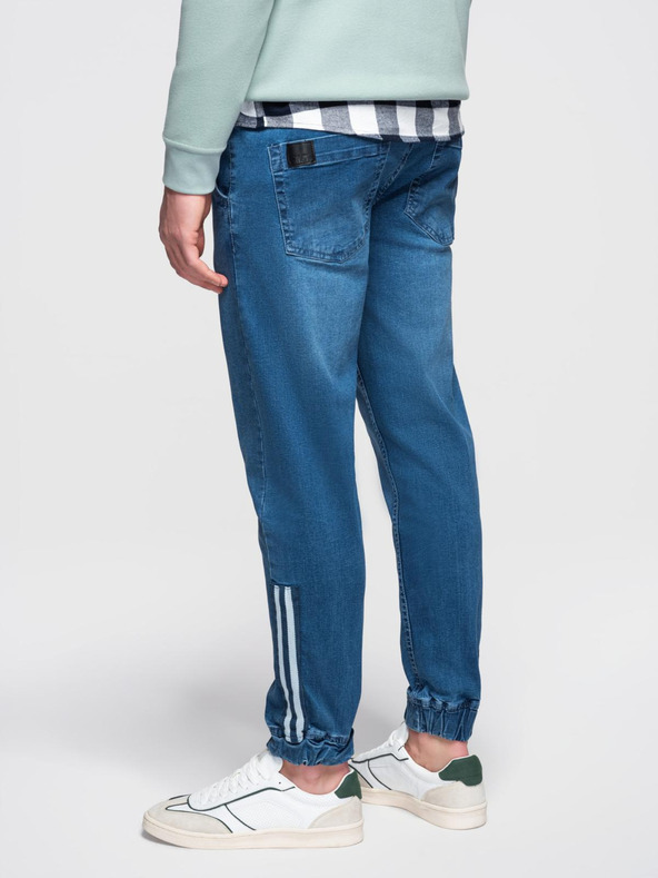 Ombre Clothing Muške traper trenirke s rubom - plava V3 OM-PADJ-0156 Ombre odjeća