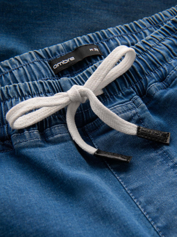 Ombre Clothing Muške traper trenirke s rubom - plava V3 OM-PADJ-0156 Ombre odjeća