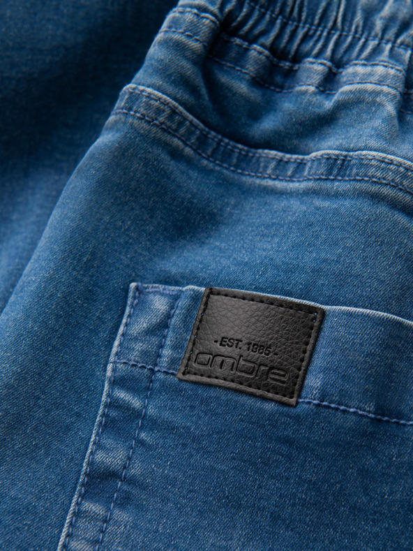 Ombre Clothing Muške traper trenirke s rubom - plava V3 OM-PADJ-0156 Ombre odjeća